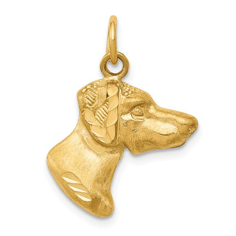 14K Yellow Gold diamond Cut dog Necklace Charm - Cailin's