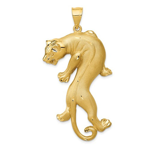 14K Yellow Gold diamond Cut Panther Necklace Charm - Cailin's