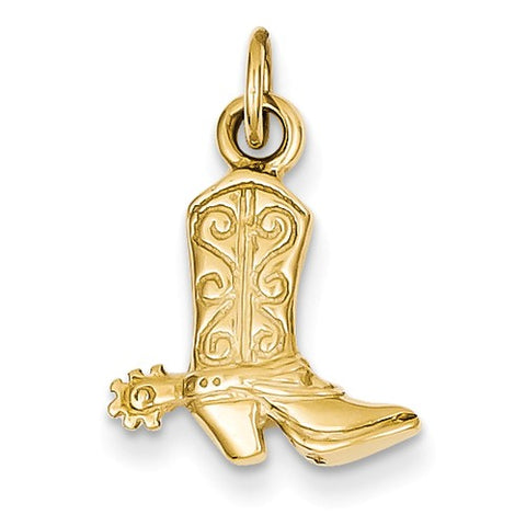 14K Yellow Gold Cowboy Boot with Spur Necklace Charm - Cailin's