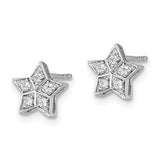 14K White Gold White Star diamond Post Earrings - Cailin's