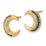 14K Yellow Gold Sapphire Moon diamond Stars Earrings - Cailin's