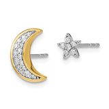14K Two Tone Moon Star diamond Earrings - Cailin's