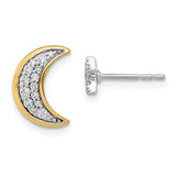 14K Two Tone Moon Star diamond Earrings - Cailin's