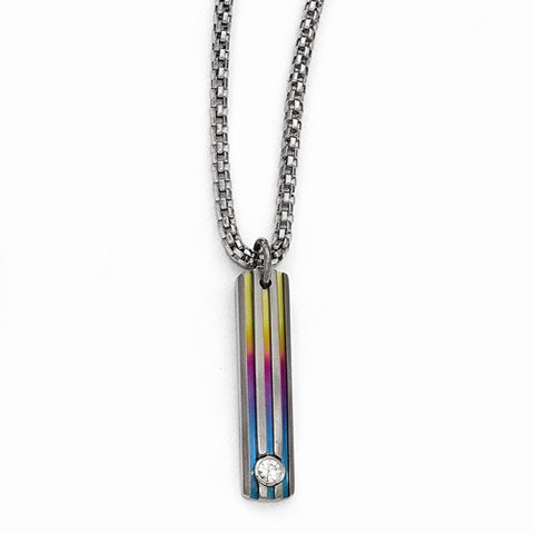 Titanium White Sapphire Rainbow Groove Necklace - Cailin's