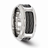 Stainless Steel Black Titanium Cable Ring - Cailin's