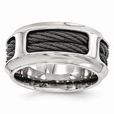 Stainless Steel Black Titanium Cable Ring - Cailin's