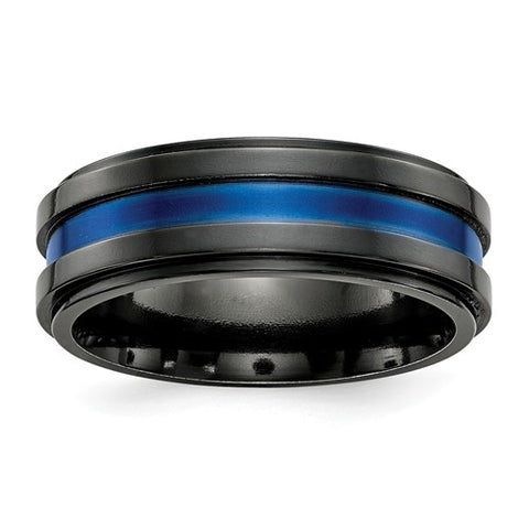 Black Titanium Groovey Blue Ring - Cailin's