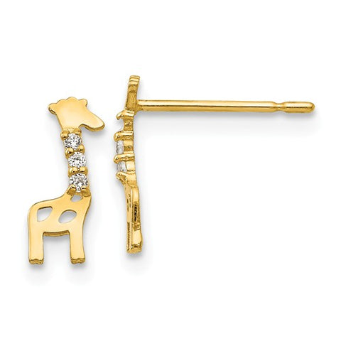 14K Yellow Gold Giraffe CZ Post Earrings - Cailin's