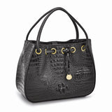 Black Silver Luxe Leather Shoulder Tote Bag - Cailin's