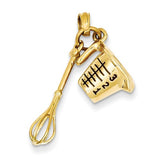14K Yellow Gold Measuring Cup With Whisk Necklace Charm - Cailin's
