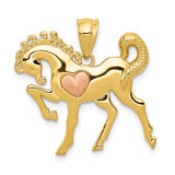 14K Two Tone Heart Horse Necklace Charm - Cailin's