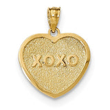14K Yellow Gold My Love XOXO Reversible Heart Necklace Charm - Cailin's