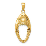 14K Yellow Gold Moveable Shark Mouth Jaws Necklace Charm - Cailin's
