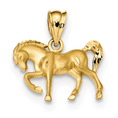14K Yellow Gold diamond cut Horse Charm - Cailin's