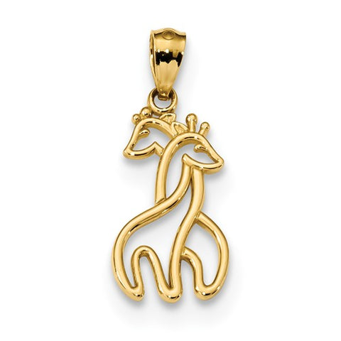 14K Yellow Gold Intertwining Giraffees Necklace Charm - Cailin's