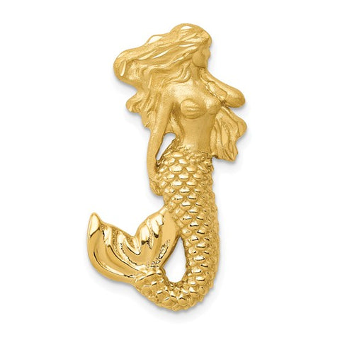14K Yellow Gold Mystical Mermaid Necklace Charm - Cailin's