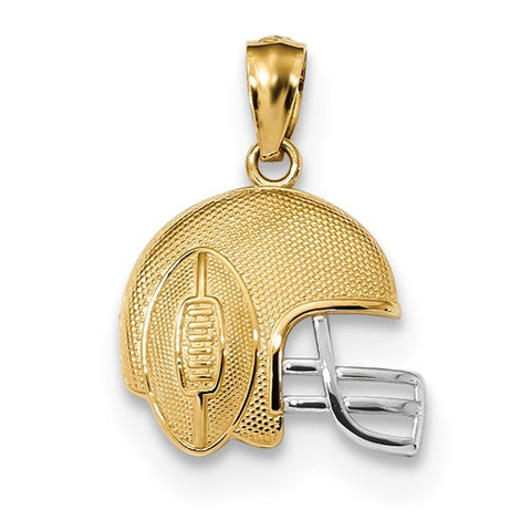 14K Yellow Gold Two Tone Football Helmet Necklace Charm - Cailin's