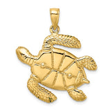 14K Yellow Gold Sensational Sea Turtle Necklace Charm - Cailin's