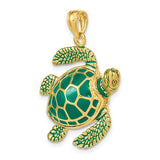 14K Yellow Gold Sensational Sea Turtle Necklace Charm - Cailin's