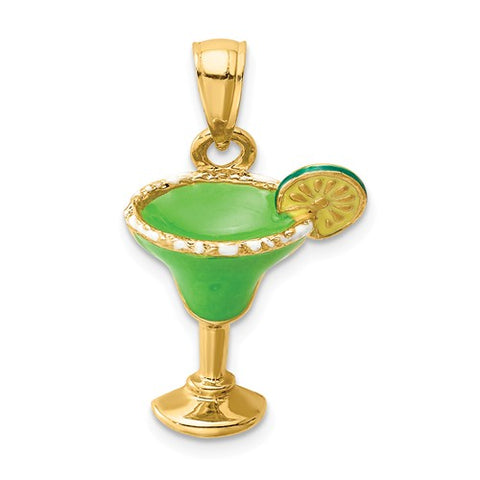 14K Yellow Gold Green Margarita Necklace Charm - Cailin's