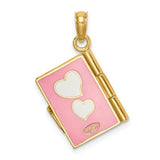 14K Yellow Gold Pink dear daughter Book Necklace Charm - Cailin's
