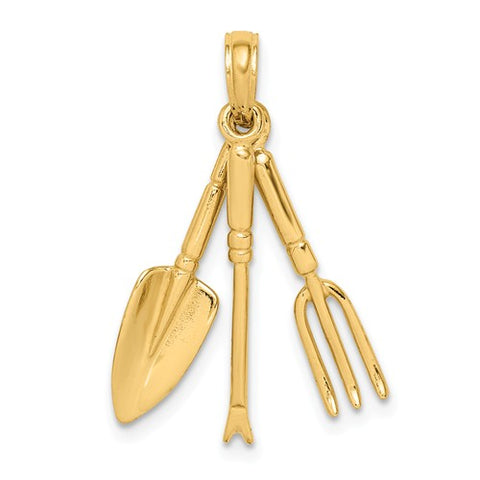 14K Yellow Gold Garden Tools Necklace Charms - Cailin's