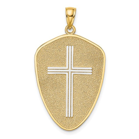 14K Gold Bible Quote Cross Jesus Necklace Charm - Cailin's