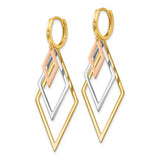 14K Gold Tri Color Trifecta Triangle Post Earrings - Cailin's