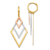 14K Gold Tri Color Trifecta Triangle Post Earrings - Cailin's