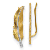14K Yellow Gold Feather Ear Climber Post Earrings - Cailin's