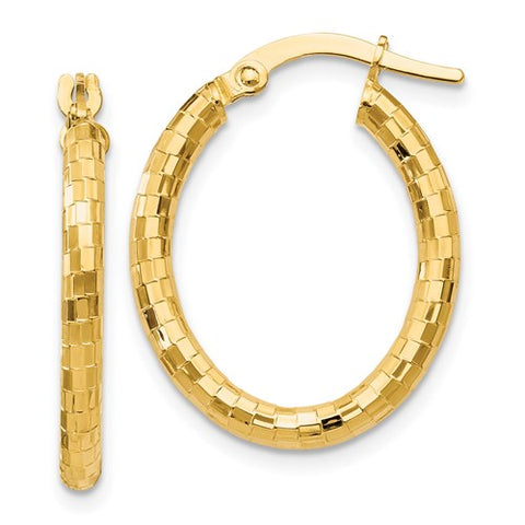 14K Gold Sparkle Oval Hoop Earrings - Cailin's