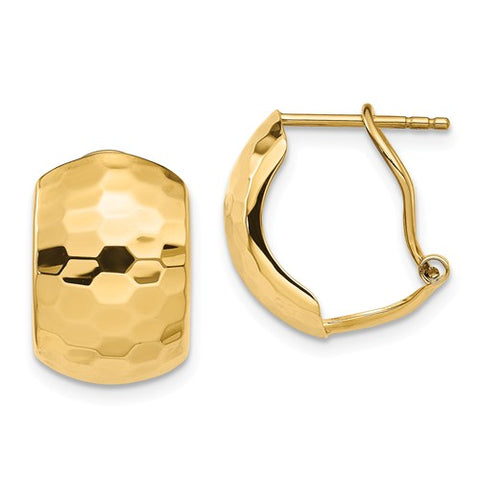 14K Yellow Gold Hammered Omega Hoop Earrings - Cailin's