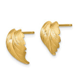14K Yellow Gold Leaf Post Earrings - Cailin's