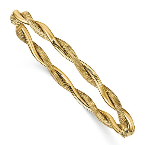 14K Yellow Gold Texture Twist Bangle Bracelet - Cailin's