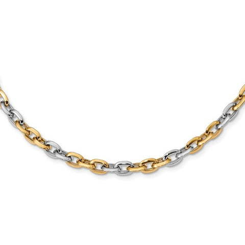14K Yellow White Gold Two Tone Fancy Chain Link Necklace - Cailin's