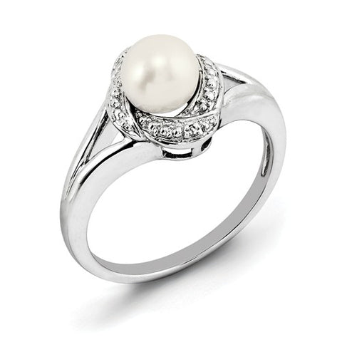 925 Sterling Silver Freshwater Pearl diamond Ring - Cailin's