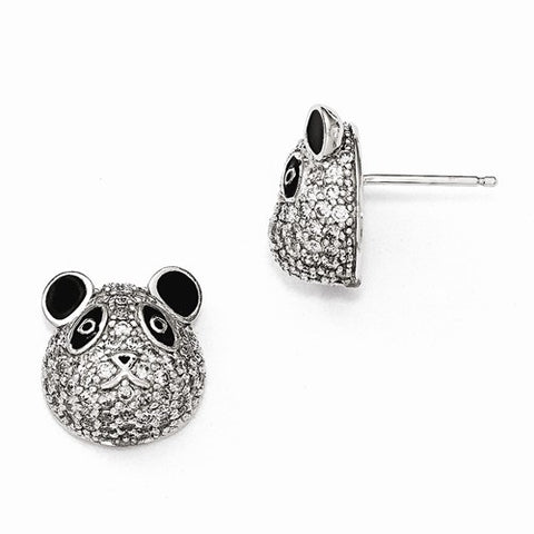 925 Sterling Silver CZ Panda Post Earrings - Cailin's