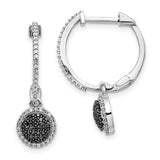 925 Sterling Silver Black White diamond Hoop Earrings - Cailin's
