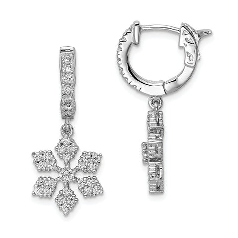 925 Sterling Silver CZ Snowflake Hoop Earrings - Cailin's