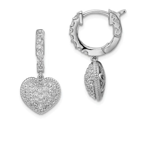 925 Sterling Silver Heart Hoop CZ Earrings - Cailin's