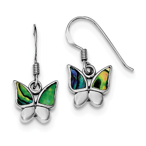 925 Sterling Silver Abalone Butterfly French Wire Earrings - Cailin's