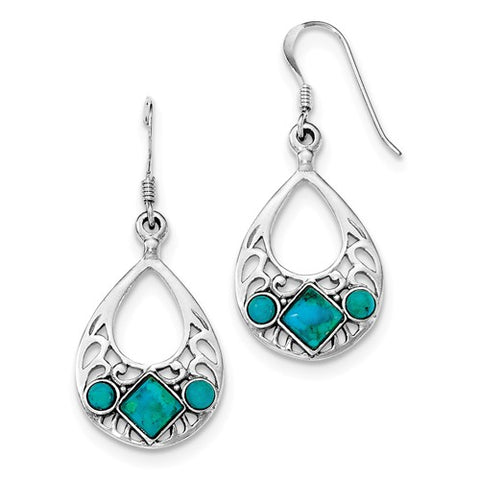 925 Sterling Silver Turquoise French Wire Earrings - Cailin's