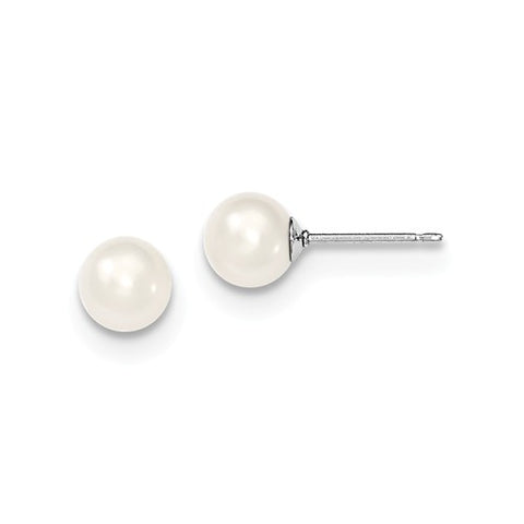 925 Sterling Silver 7mm Freshwater Pearl Post Earrings - Cailin's