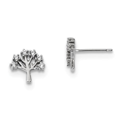 Sterling Silver CZ Tree Post Earrings - Cailin's