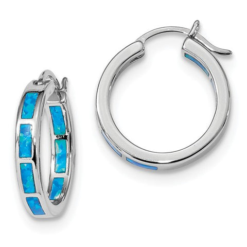 925 Sterling Silver Opal All Over Hoop Earrings - Cailin's