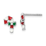 925 Sterling Silver Candy Cane Christmas Earrings - Cailin's
