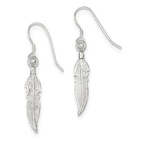 925 Sterling Silver Long Feather Earrings - Cailin's