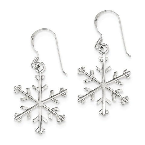 925 Sterling Silver Winter Snowflake French Wire Earrings - Cailin's