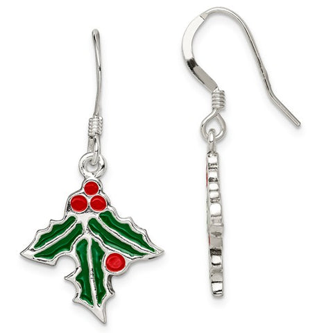 925 Sterling Silver Mistletoe French Wire Christmas Earrings - Cailin's