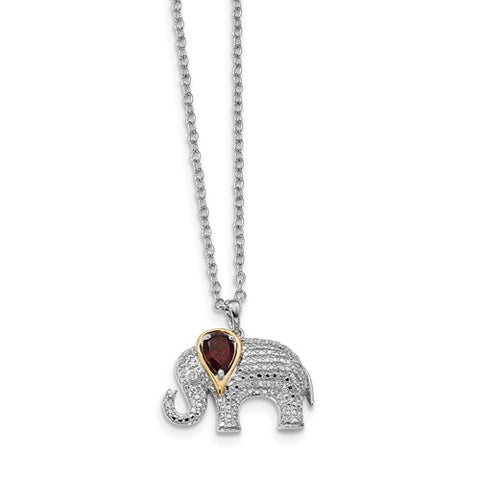 925 Sterling Silver Lucky Elephant diamond Necklace - Cailin's